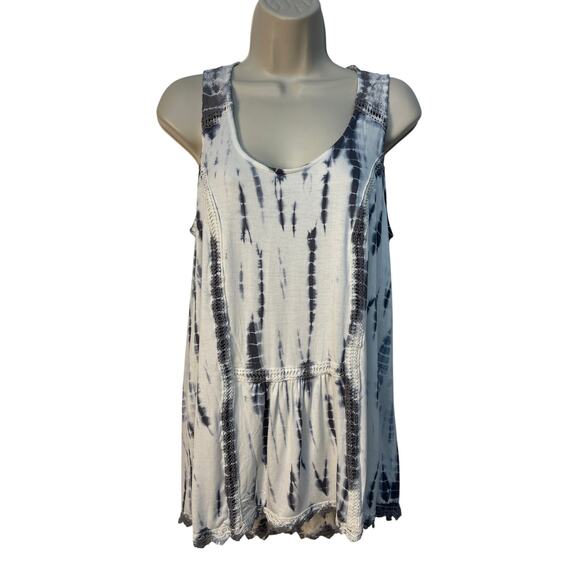 Knox Rose Tops - Knox Rose Womens Grey Tie Dye Babydoll‎ Tank Top Lace Eyelet Trim Size M